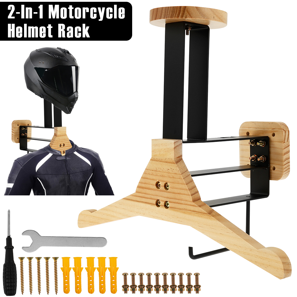 Motorcycle Gear Rack - Motorcycle Helmet Rack Wooden Vest Helmet